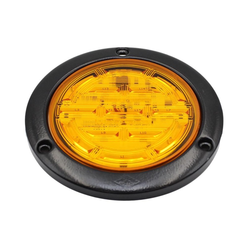 Foco Tras.led 4 Ambar Plano Para Remachar Bi-volt