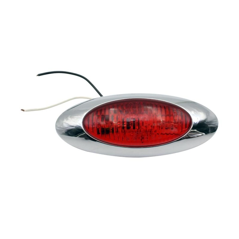 Foco Lateral Eliptico Cromado Rojo Led Bi-volt