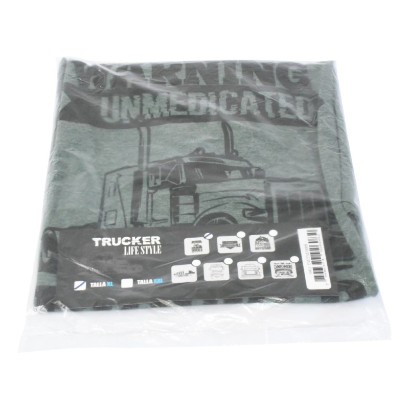 Polera Warning Unmedicated Trucker Verde Talla XL