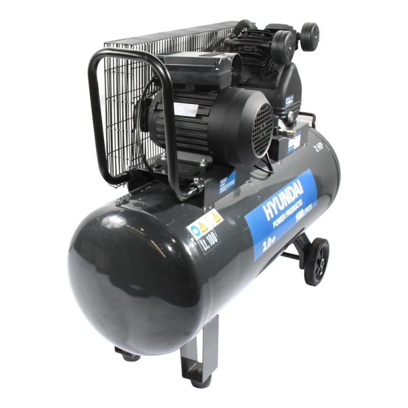 Compresor Hyundai Monofasico 2hp 100l 115psi Correa